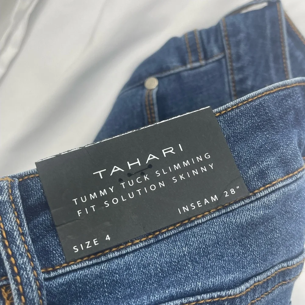 NWT Tahari Blue Skinny Jeans with Stretch and Tapered Leg - Picture 8 of 11